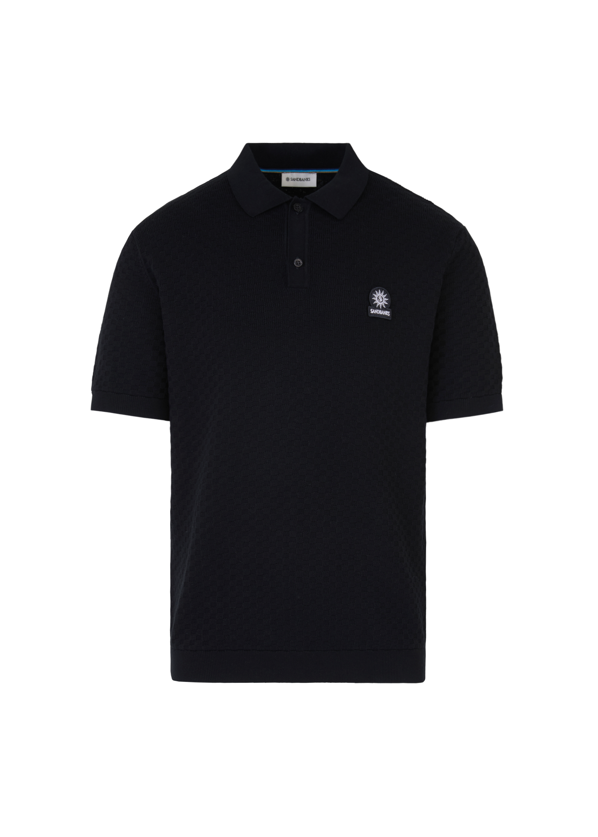 Crosshatch Knitted Polo Shirt - Black
