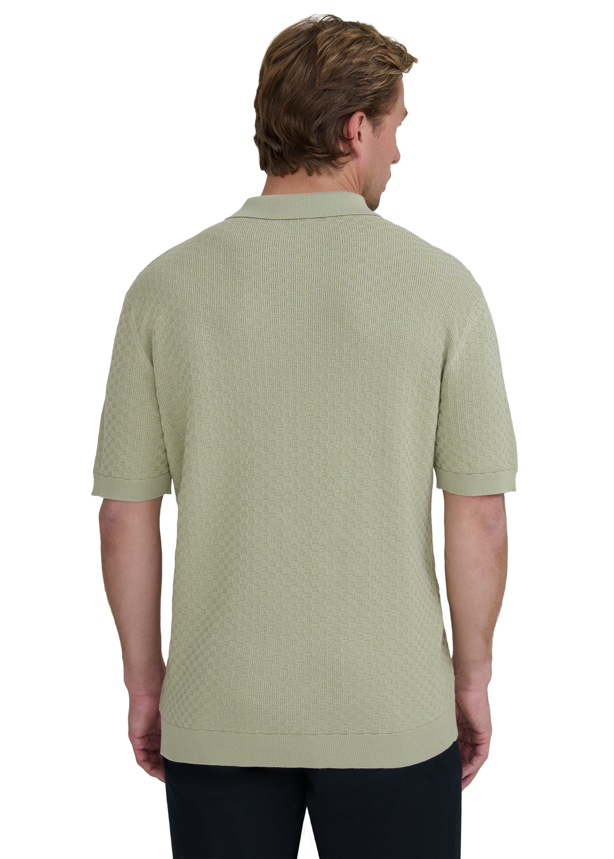 Crosshatch Knitted Polo Shirt - Sage