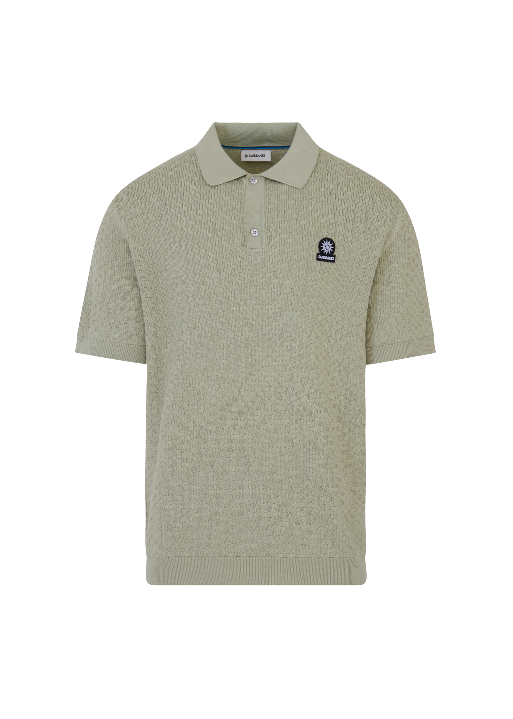 Crosshatch Knitted Polo Shirt - Sage