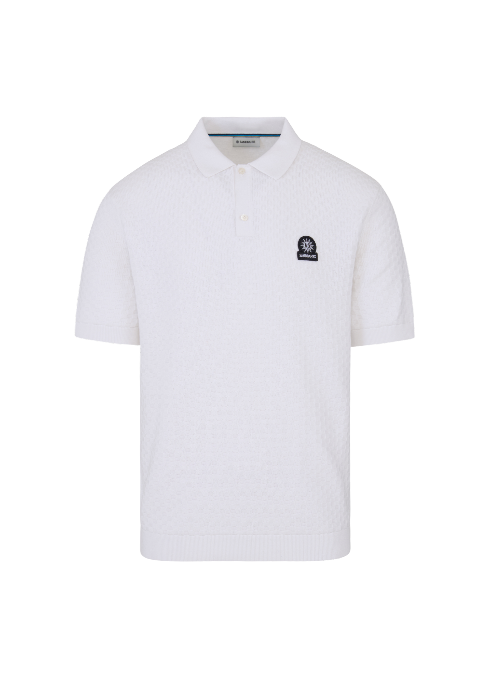 Crosshatch Knitted Polo Shirt - White