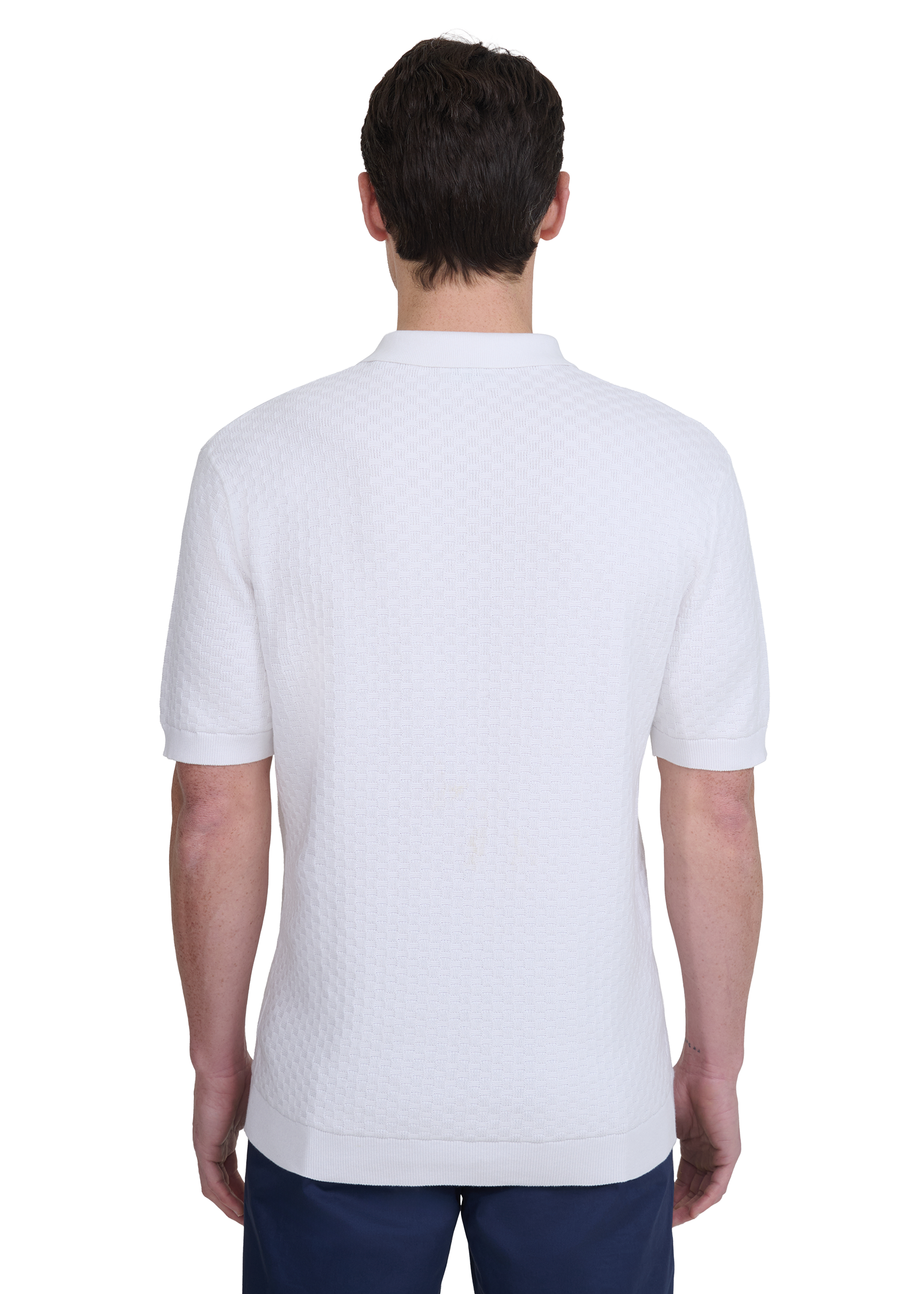 Crosshatch Knitted Polo Shirt - White