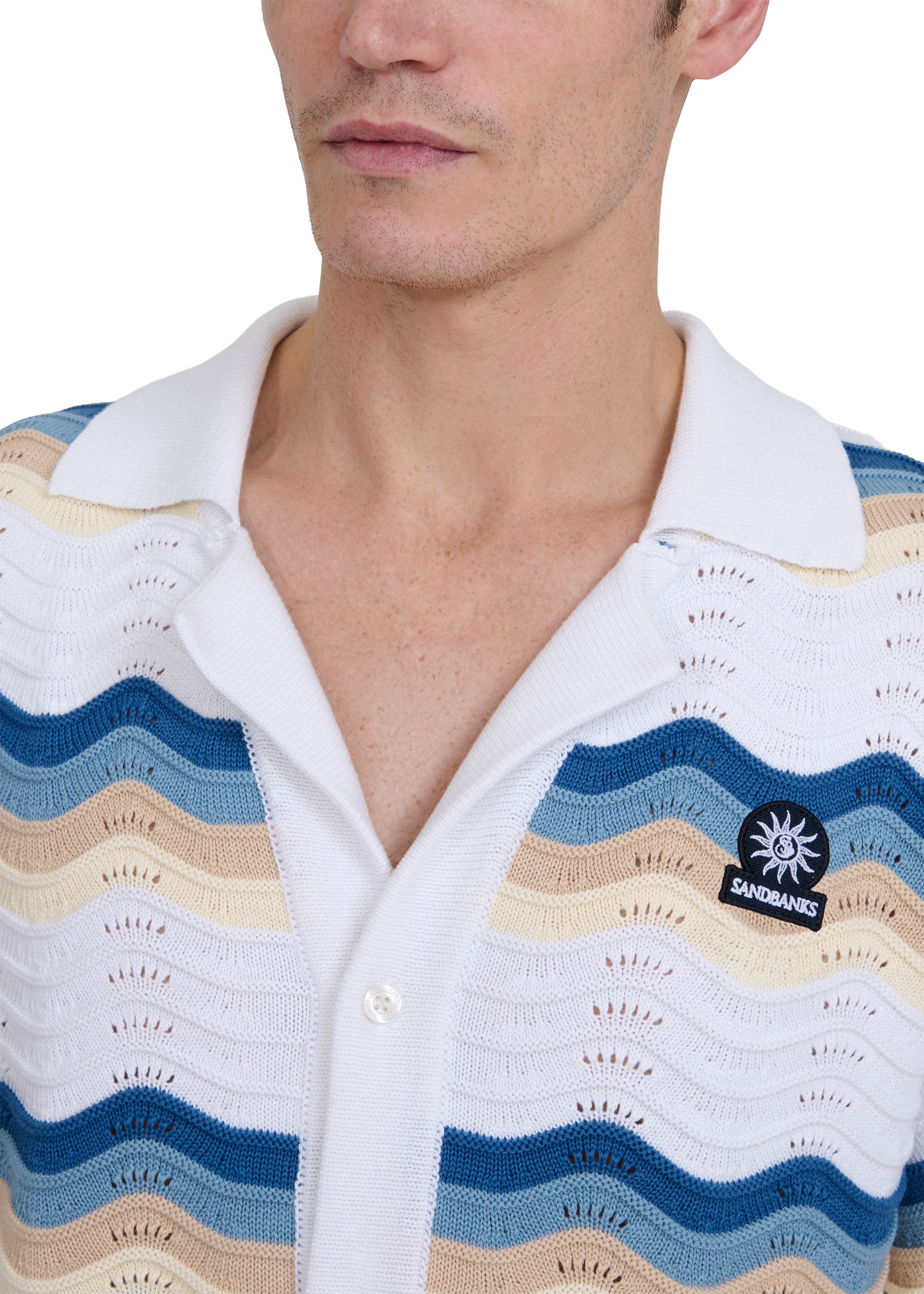 Crochet Wave Knitted Shirt - Tri-colour