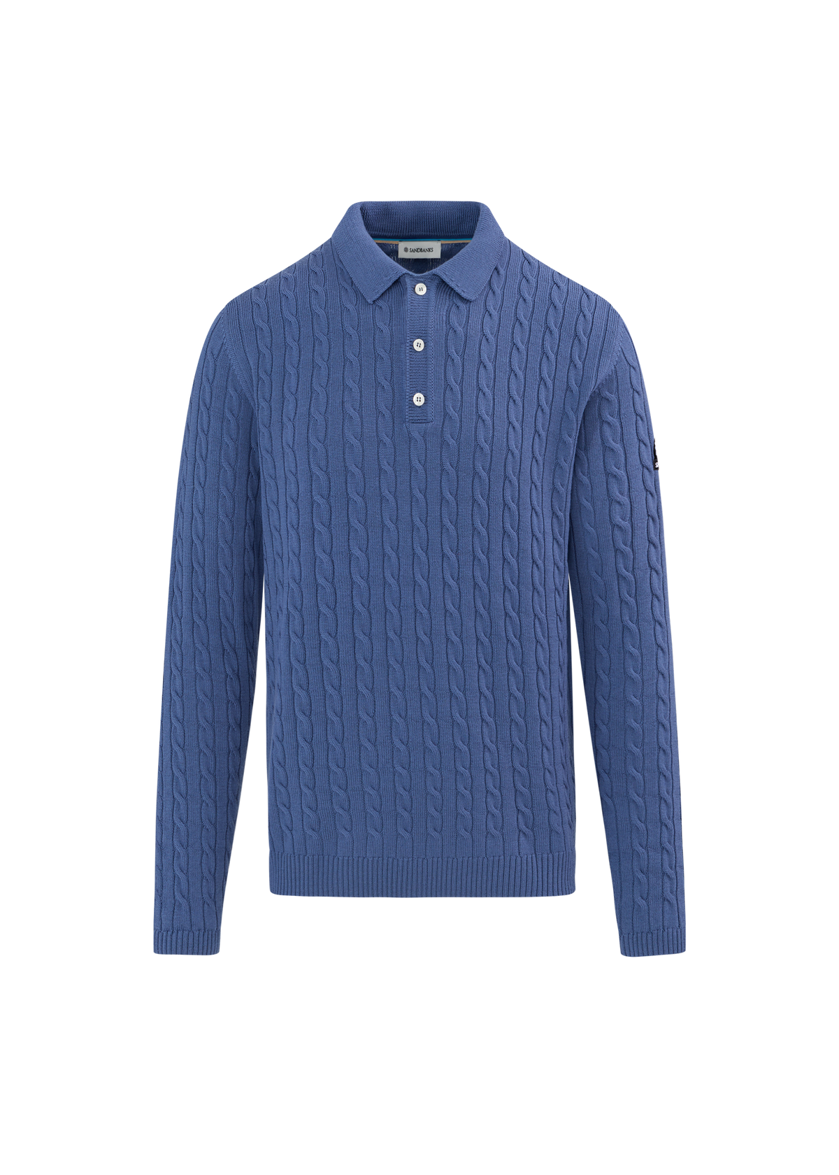 Merino Cable Knit Polo Shirt - Teal