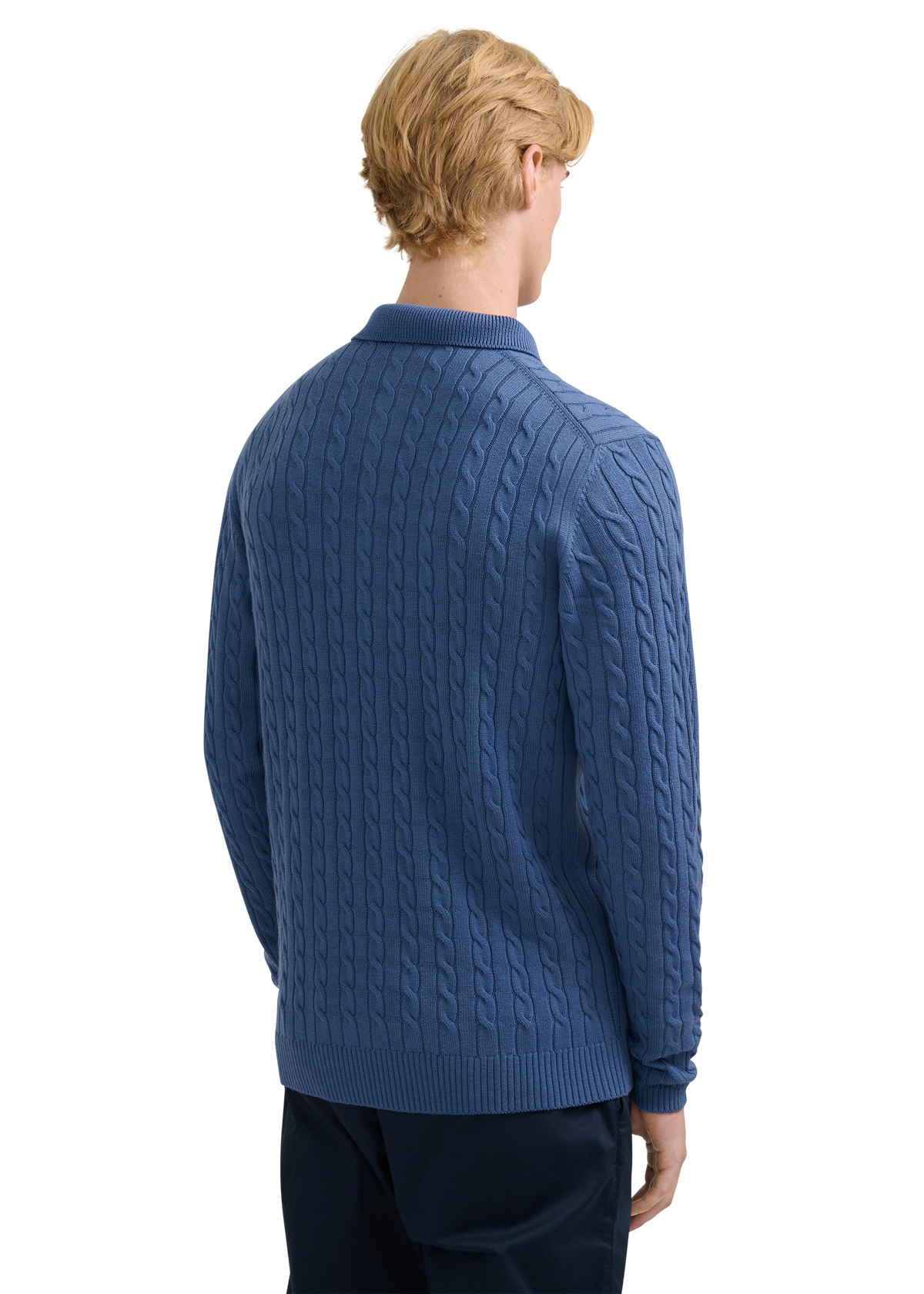 Merino Cable Knit Polo Shirt - Teal