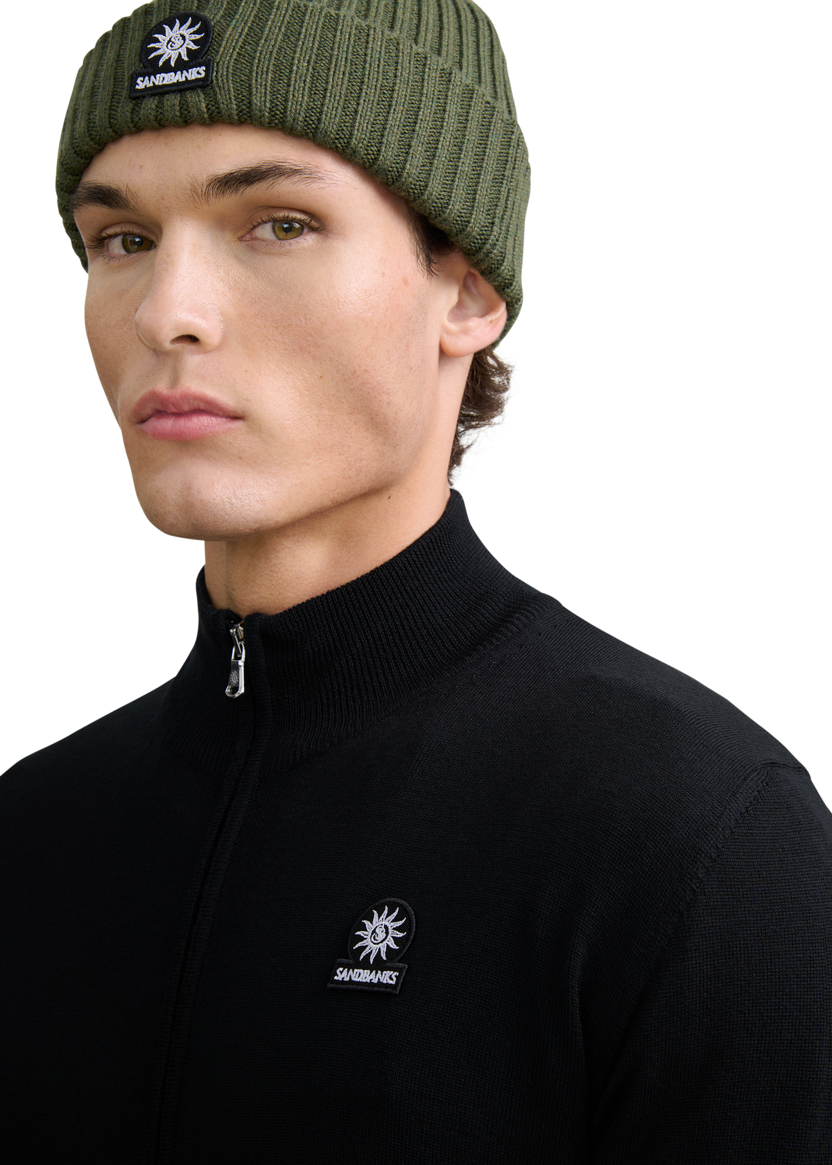 Merino Wool Full-Zip Cardigan - Black