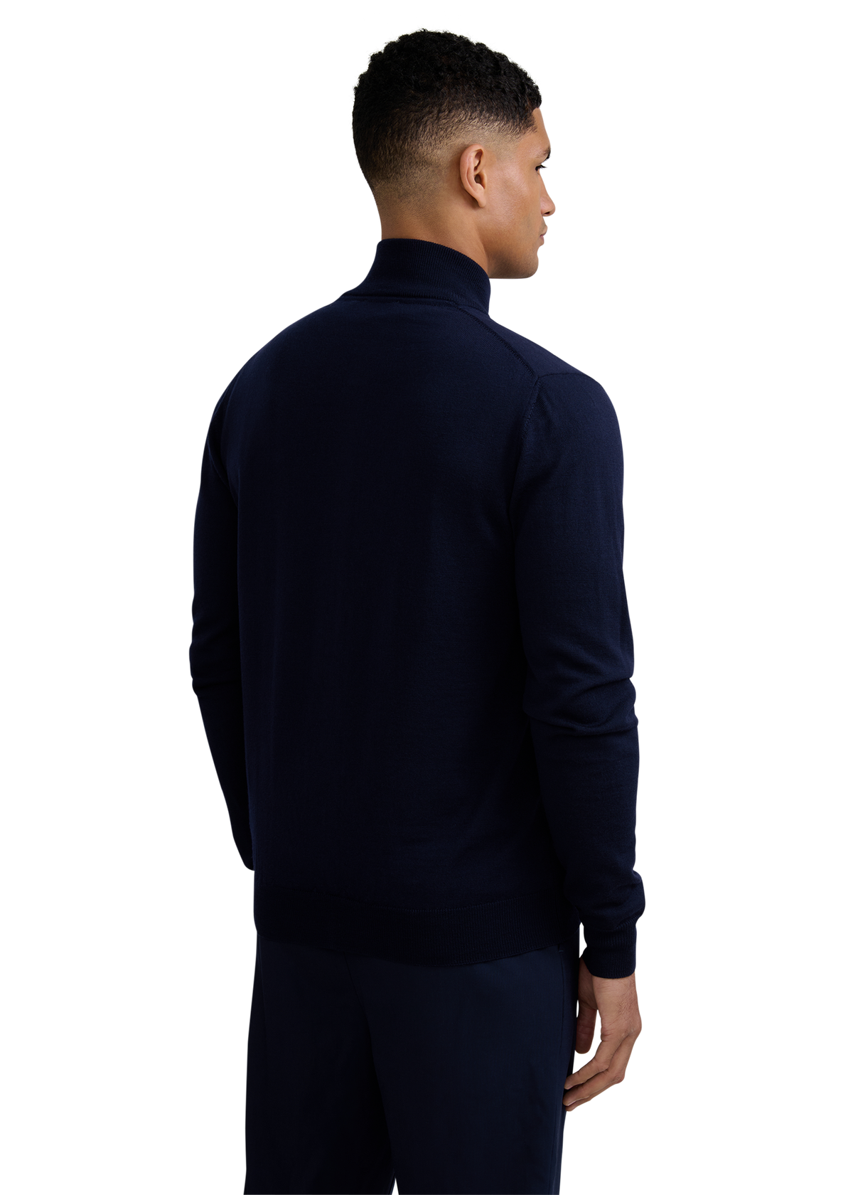 Merino Wool Full-Zip Cardigan - Navy