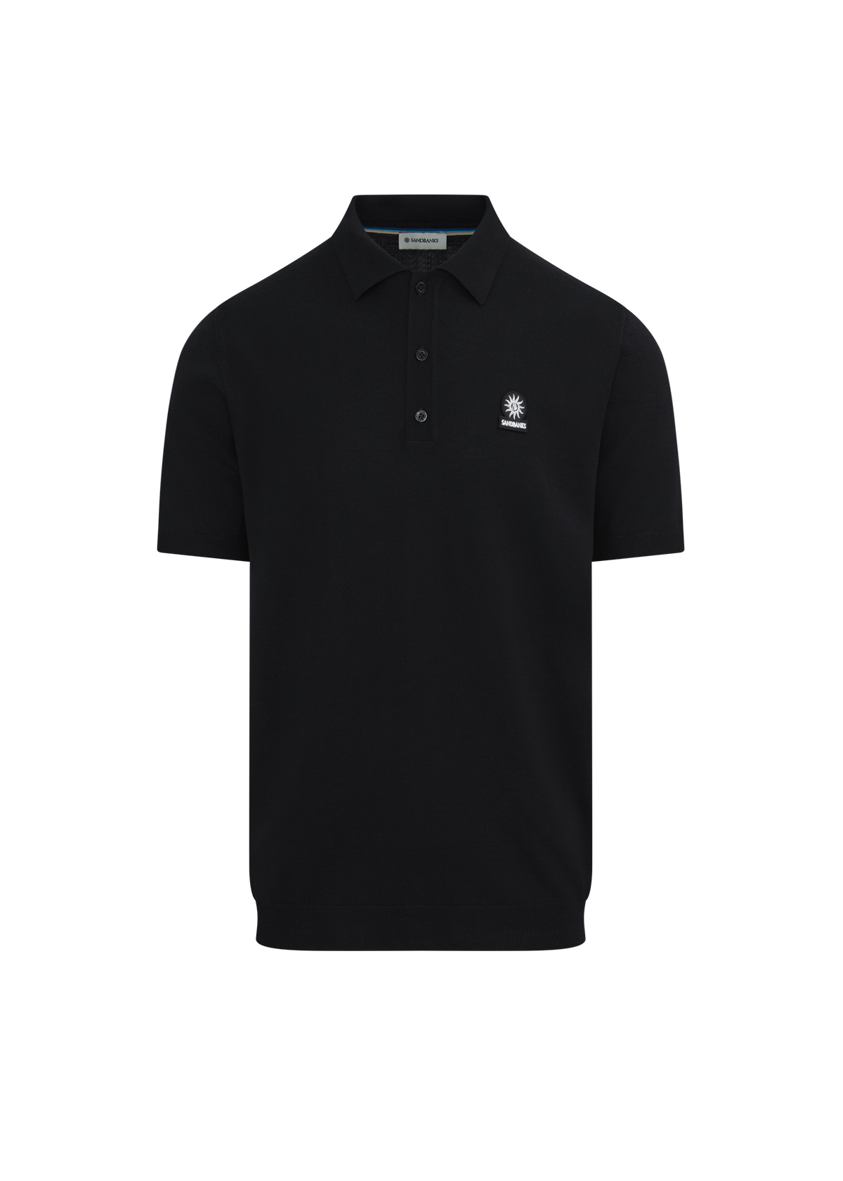 Merino Wool Short Sleeve Polo - Black