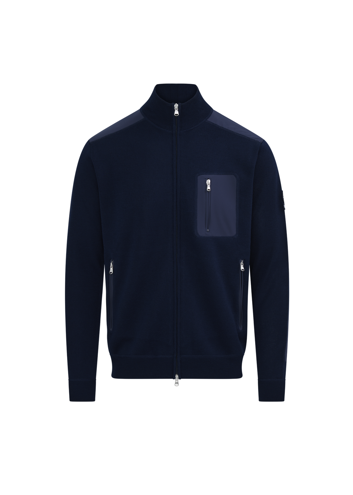 Technical Panelled Knit Zip Jacket - Navy