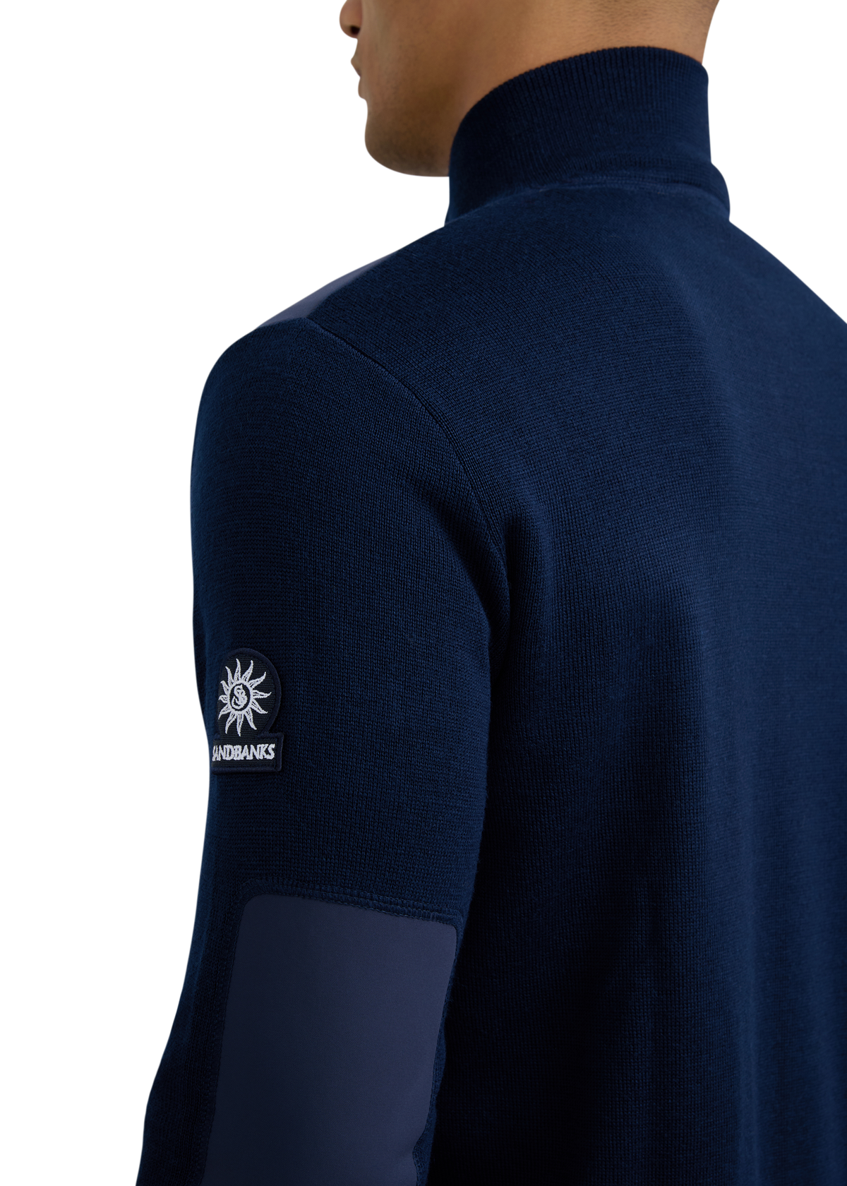 Technical Panelled Knit Zip Jacket - Navy
