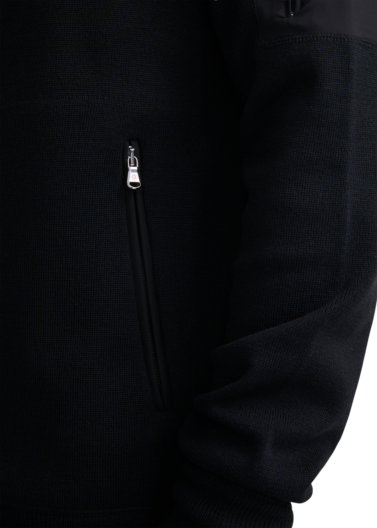 Technical Panelled Knit Quarter Zip - Black
