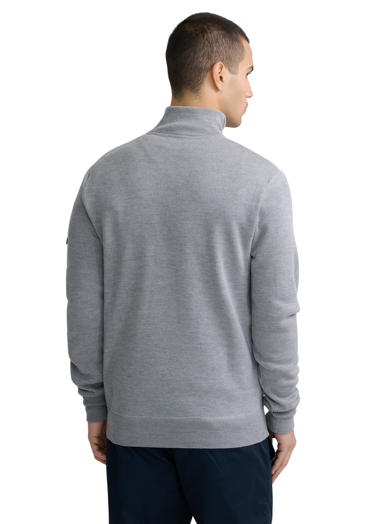 Technical Panelled Knit Quarter Zip - Light Grey