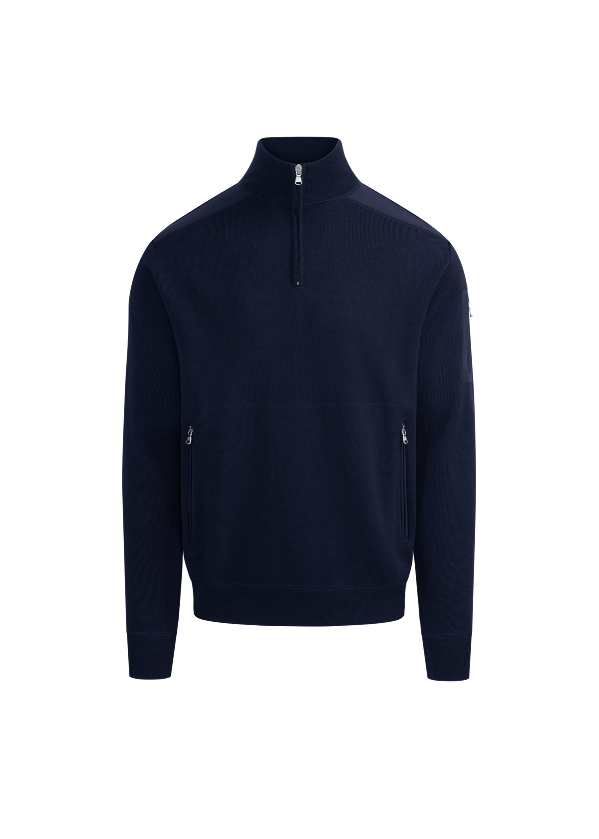 Technical Panelled Knit Quarter Zip - Navy