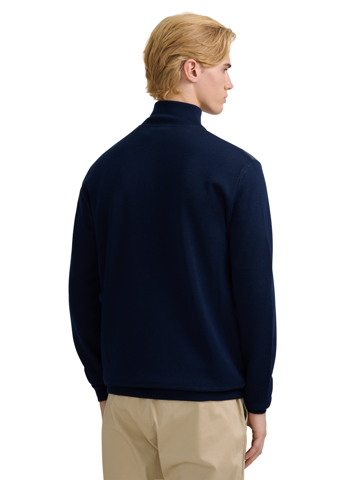 Technical Panelled Knit Quarter Zip - Navy