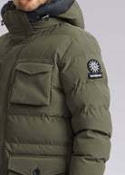 Sandbanks Branksome Long Puffer Jacket - Khaki - Sandbanks