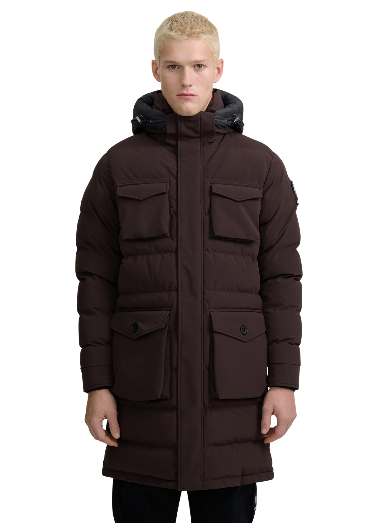 Sandbanks Branksome Long Puffer Jacket - Brown