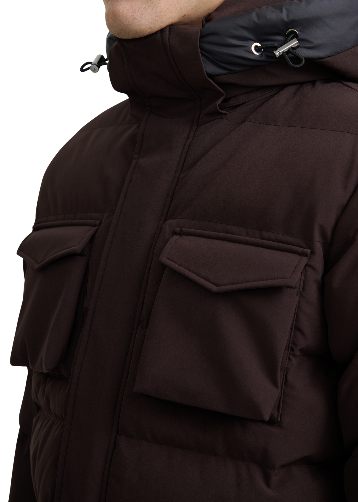 Sandbanks Branksome Long Puffer Jacket - Brown