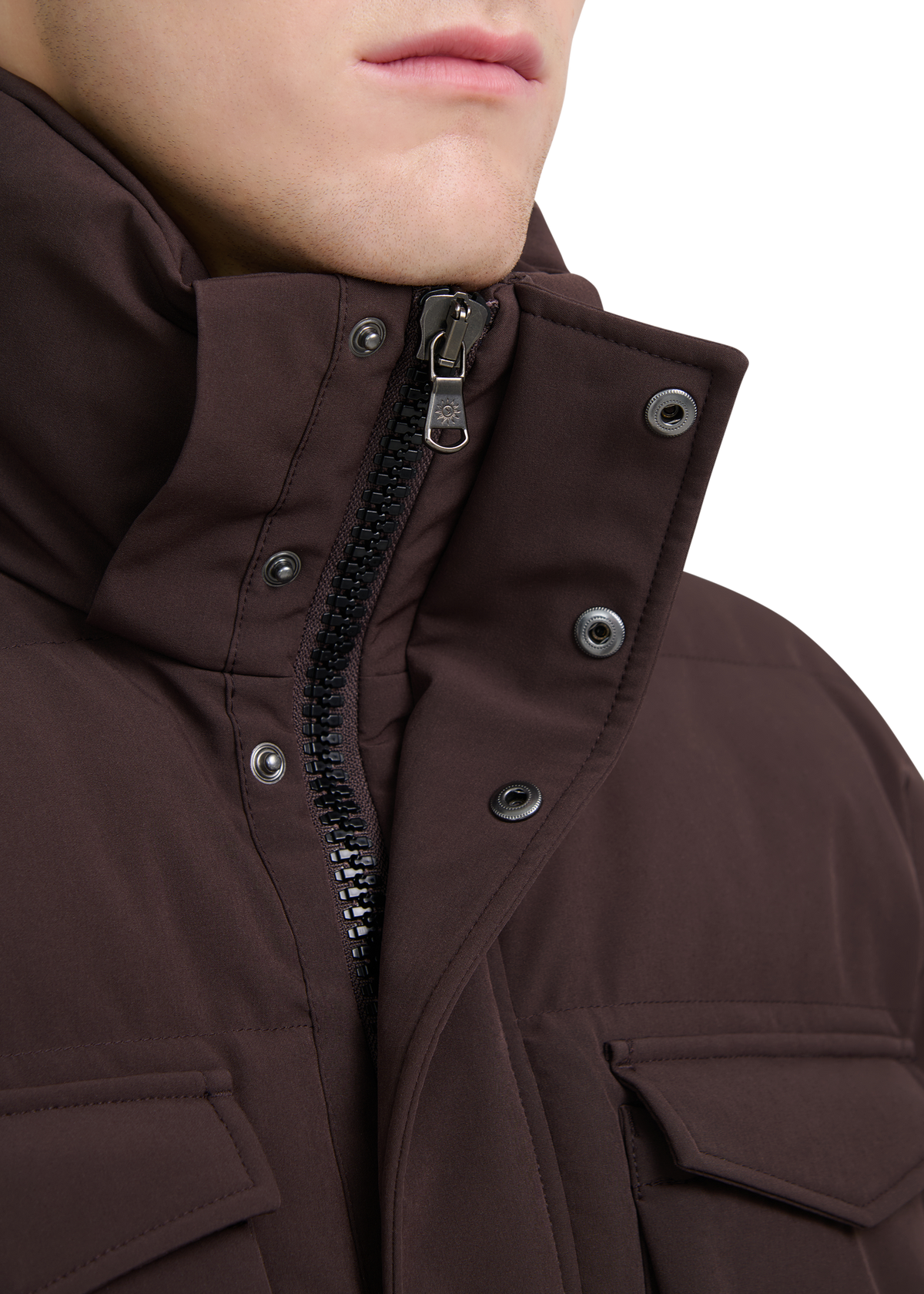 Sandbanks Branksome Long Puffer Jacket - Brown