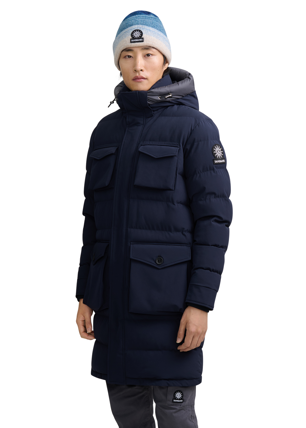 Sandbanks Branksome Long Puffer Jacket - Navy