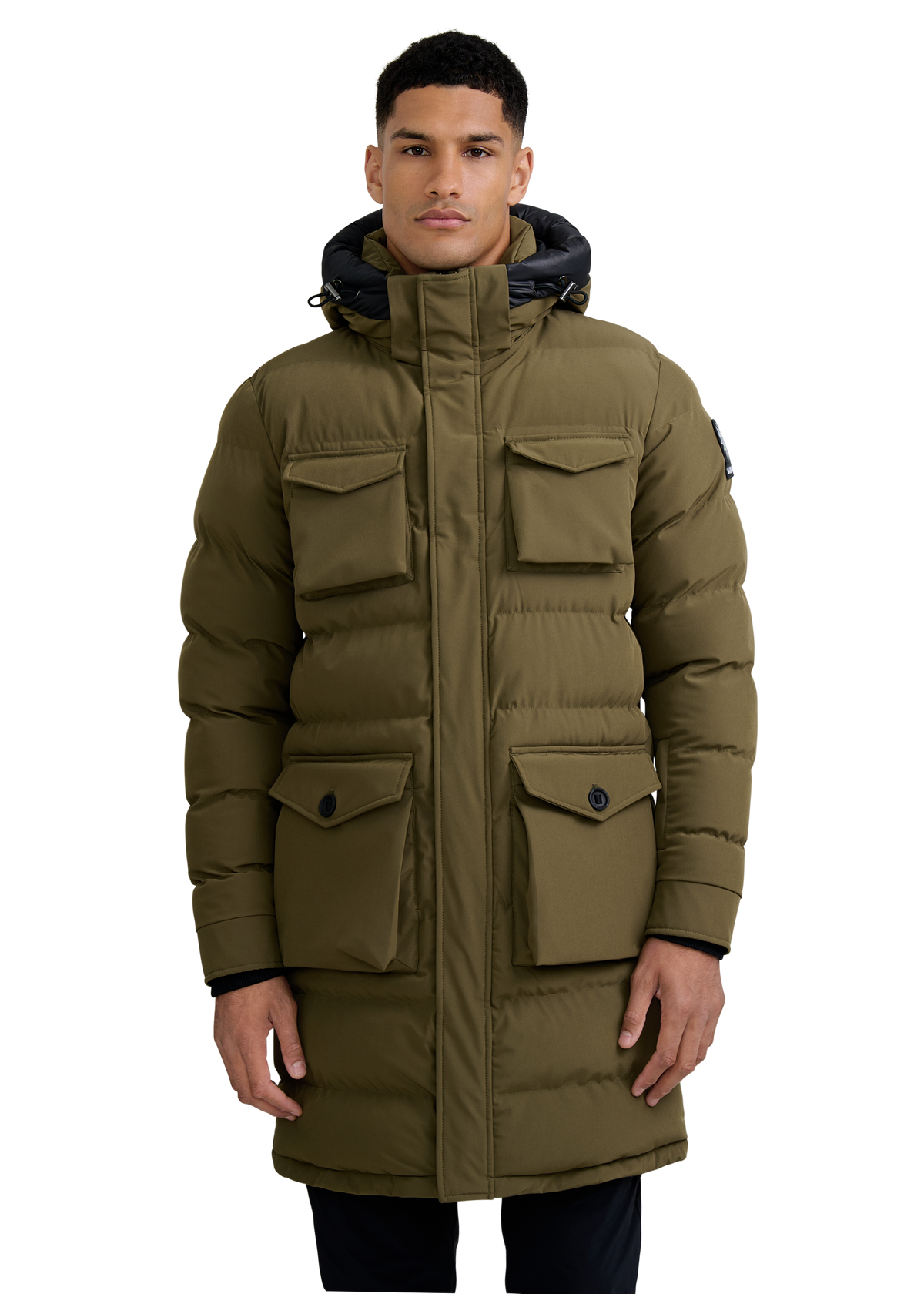 Sandbanks Branksome Long Puffer Jacket - Olive