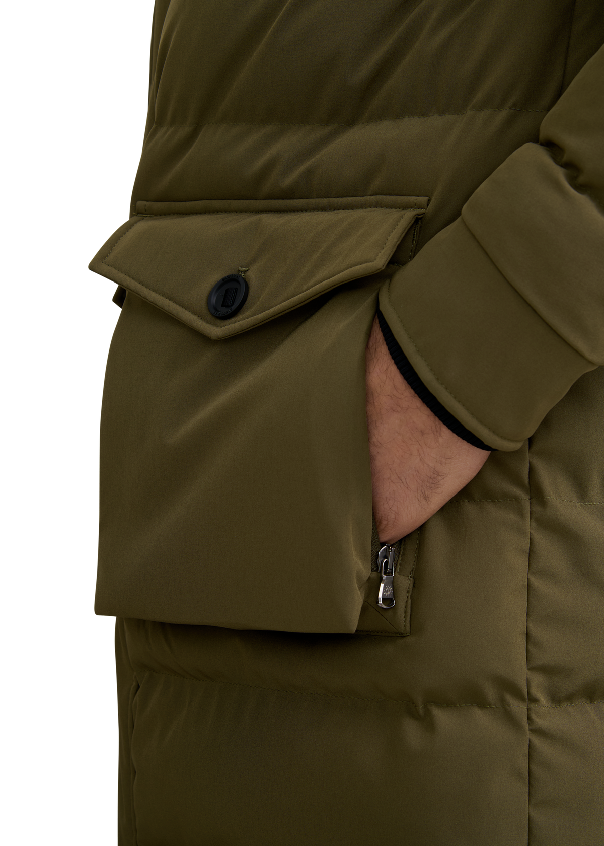 Sandbanks Branksome Long Puffer Jacket - Olive