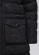 Sandbanks Carbon Collection C6 ECONYL® Branksome Long Puffer Jacket - Black Camo - Sandbanks