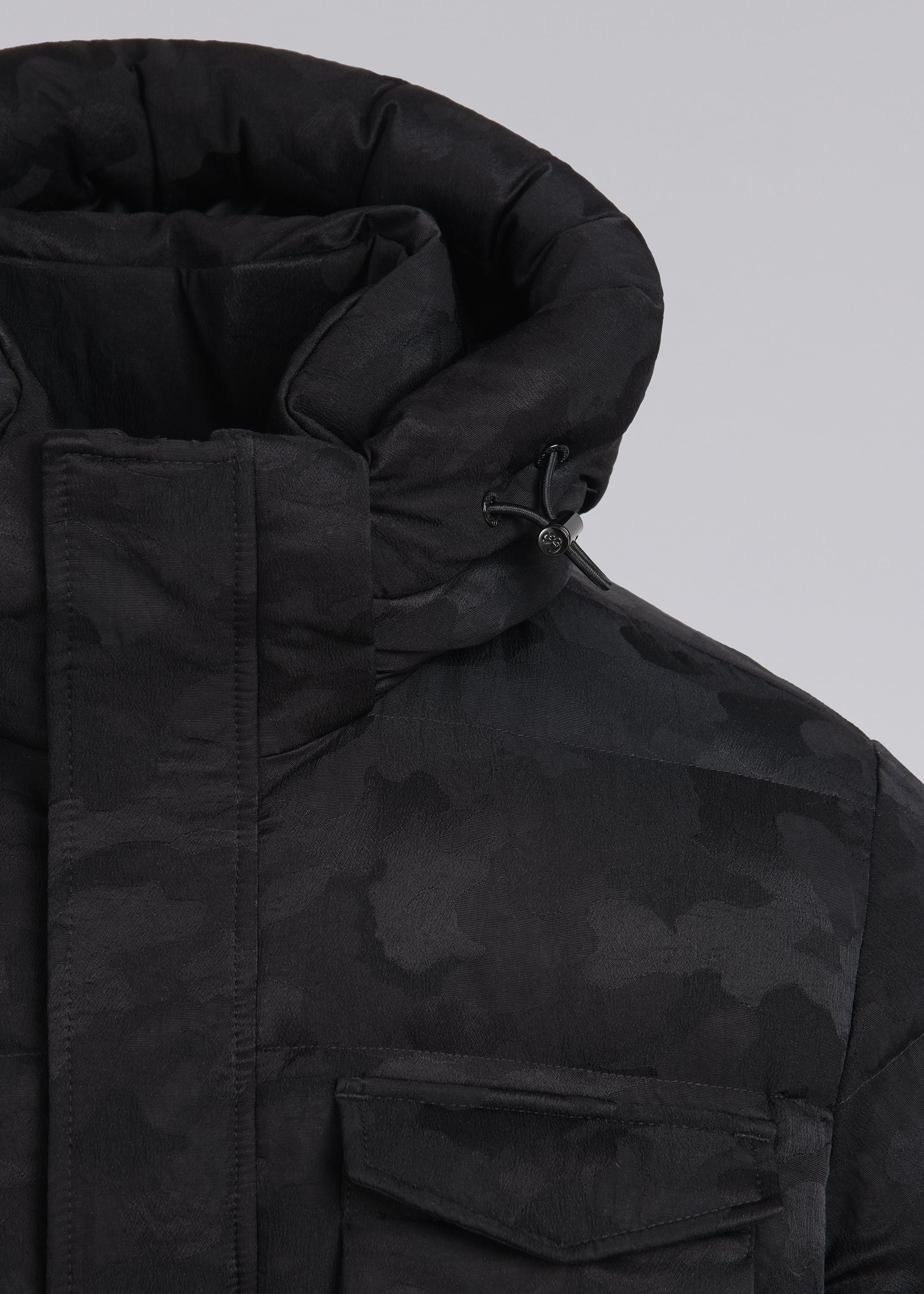 Sandbanks Carbon Collection C6 ECONYL® Branksome Long Puffer Jacket - Black Camo - Sandbanks