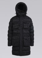 Sandbanks Carbon Collection C6 ECONYL® Branksome Long Puffer Jacket - Black Camo - Sandbanks