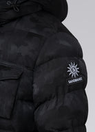 Sandbanks Carbon Collection C6 ECONYL® Branksome Long Puffer Jacket - Black Camo - Sandbanks