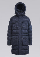 Sandbanks Carbon Collection ECONYL® Branksome Long Puffer Jacket - Navy Camo - Sandbanks