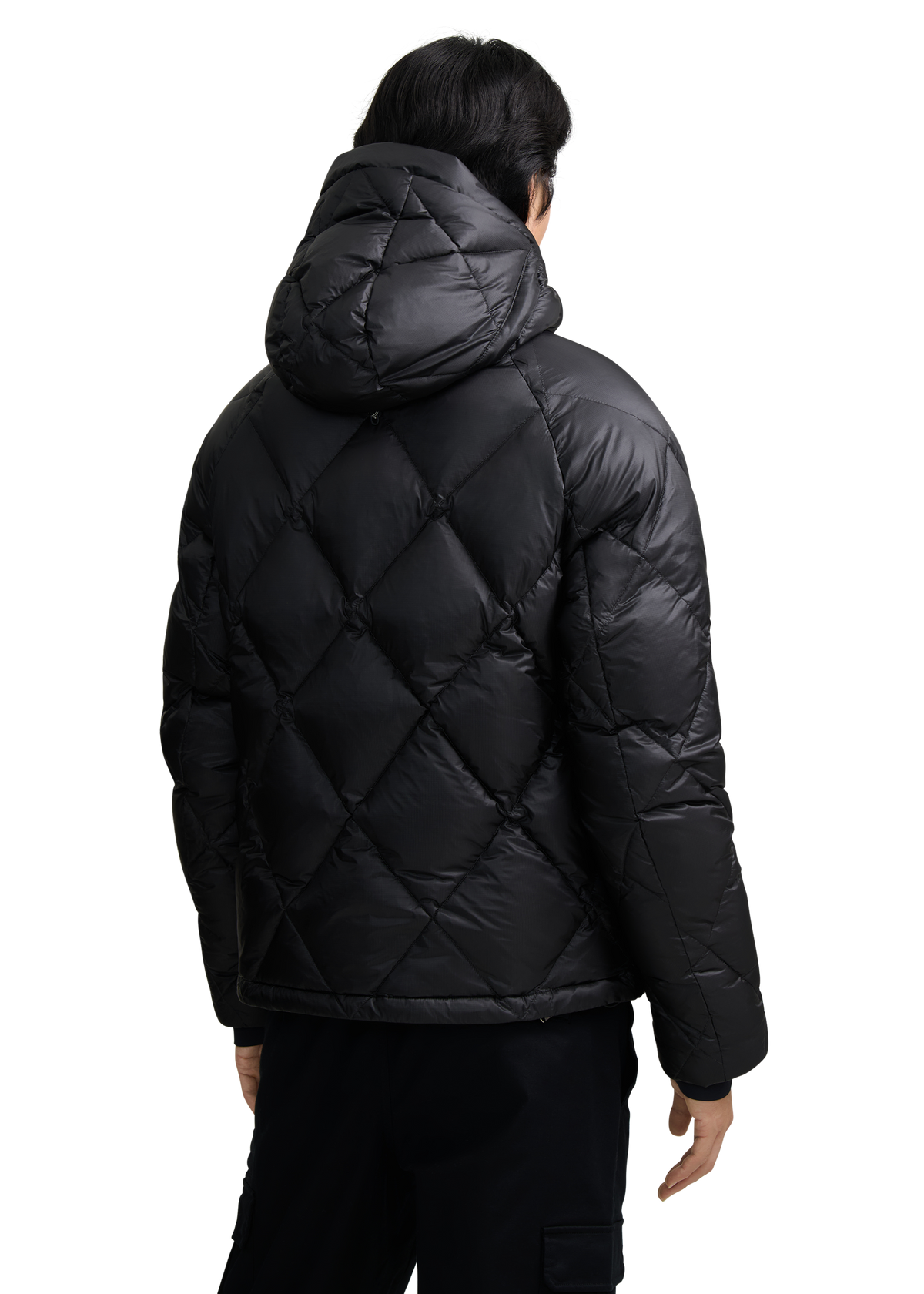 Diamond Quilted Down Jacket - Black