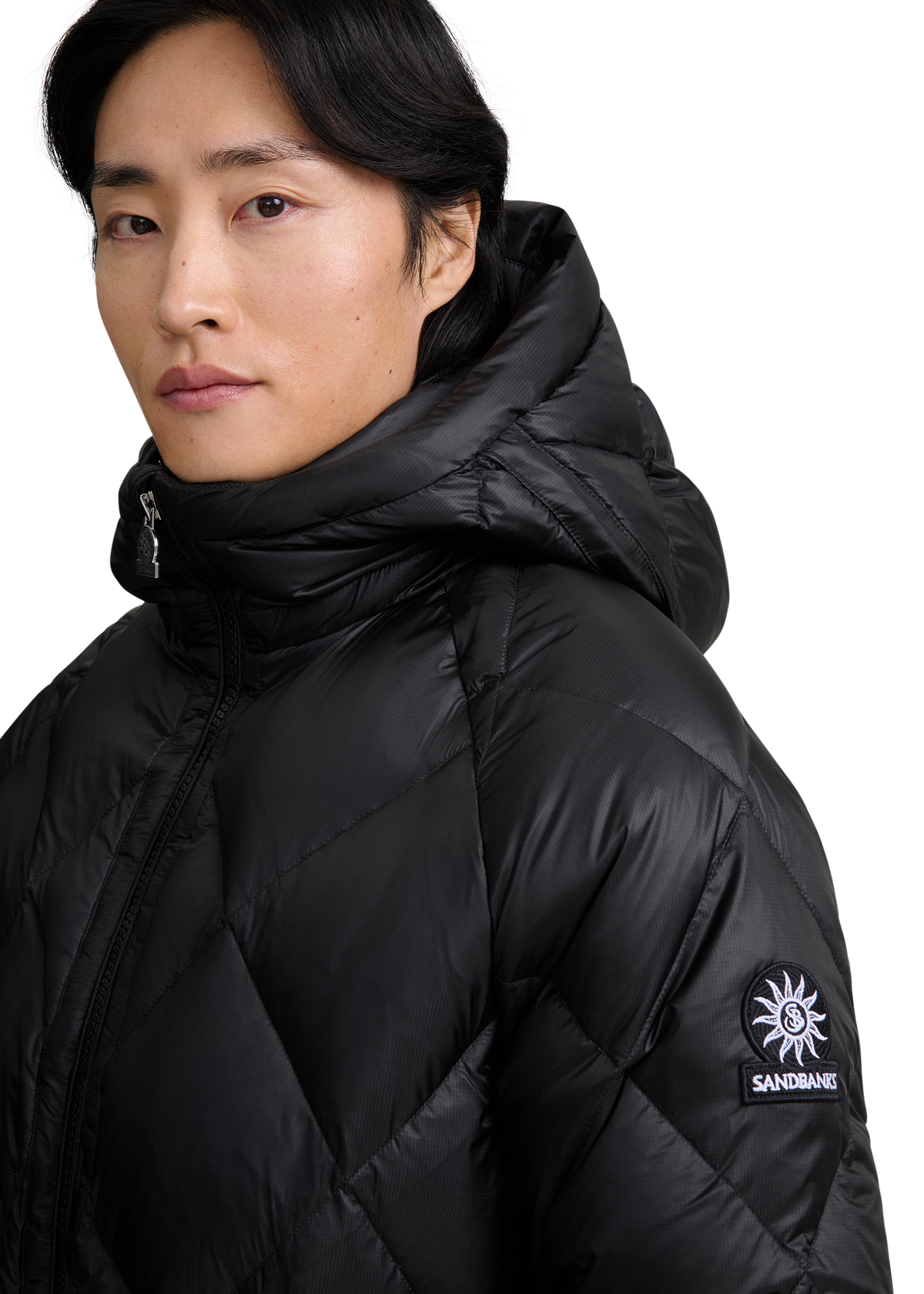 Diamond Quilted Down Jacket - Black