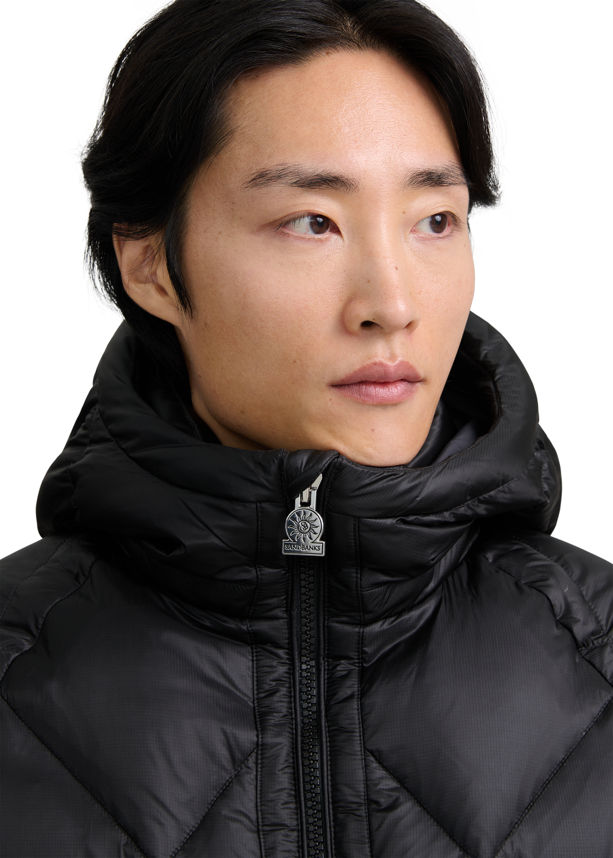 Diamond Quilted Down Jacket - Black