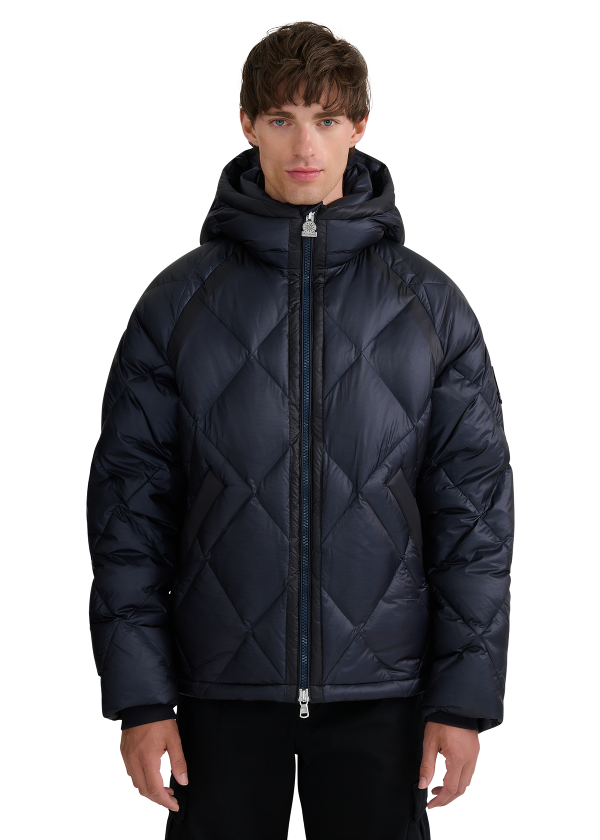 Diamond Quilted Down Jacket - Navy