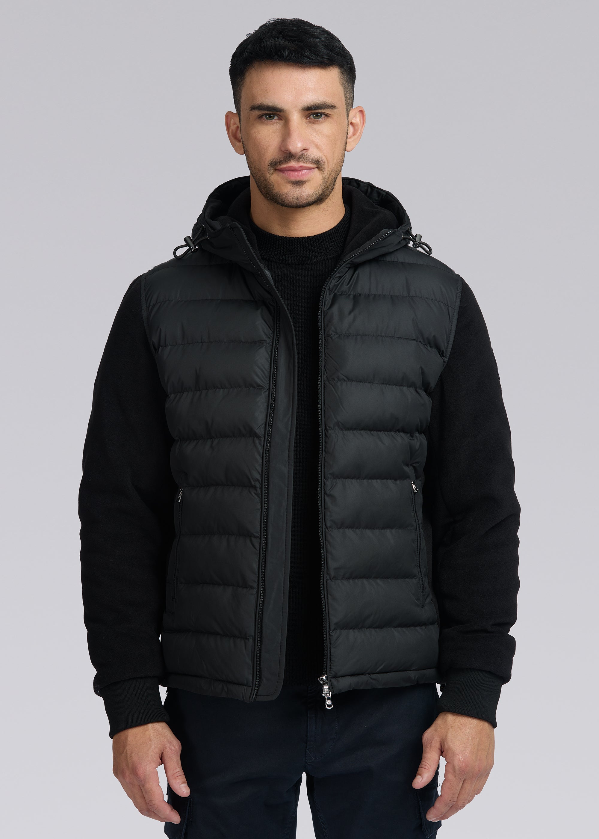 Sandbanks Outlander Polar Fleece Hooded Hybrid Jacket - Black - Sandbanks