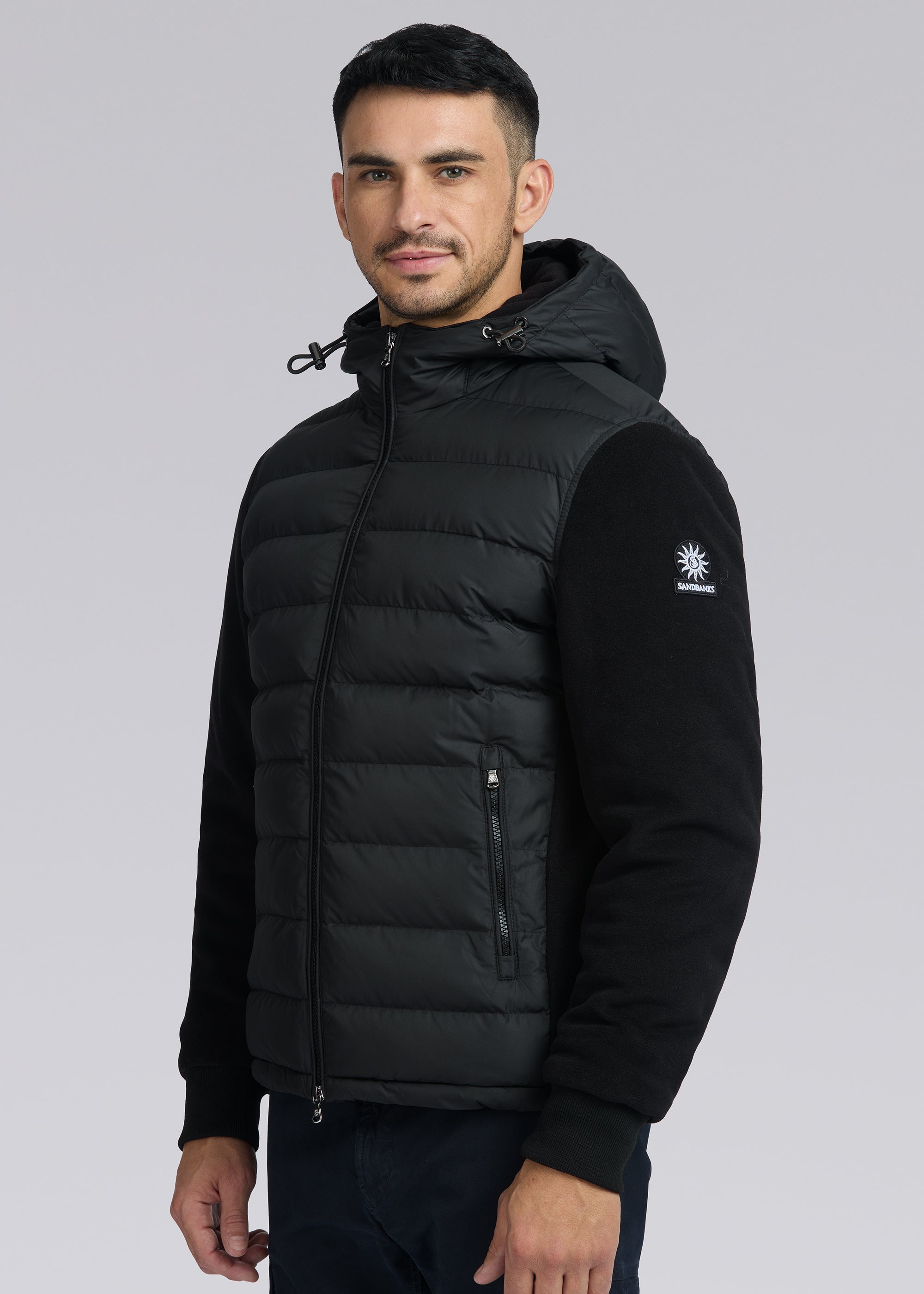 Sandbanks Outlander Polar Fleece Hooded Hybrid Jacket - Black - Sandbanks