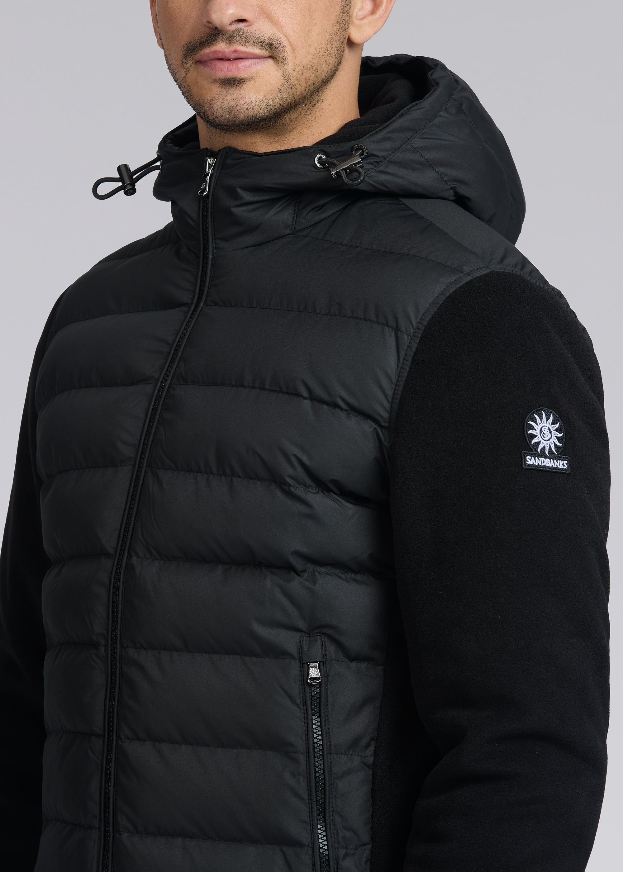 Sandbanks Outlander Polar Fleece Hooded Hybrid Jacket - Black - Sandbanks