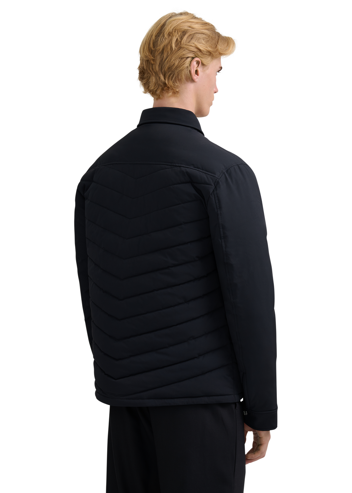 Eaton Chevron Quilted Overshirt - Black