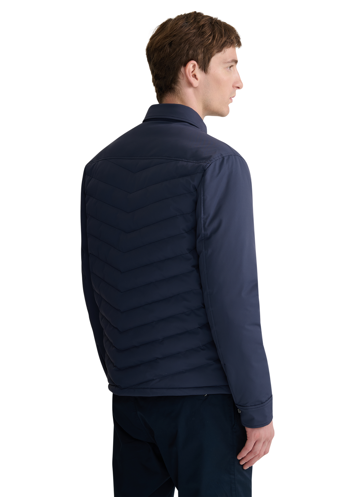 Eaton Chevron Quilted Overshirt - Navy