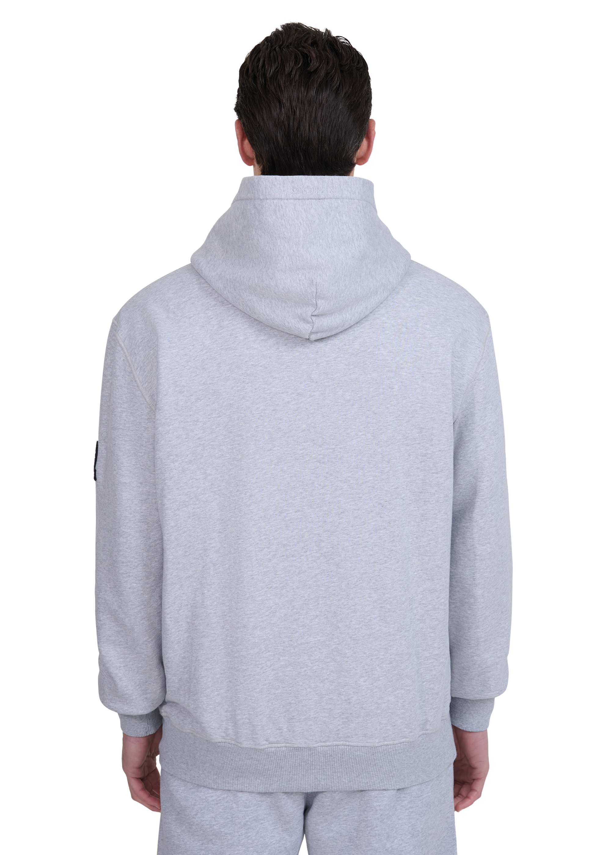 Sandbanks Badge Logo Hoodie - Grey Marl