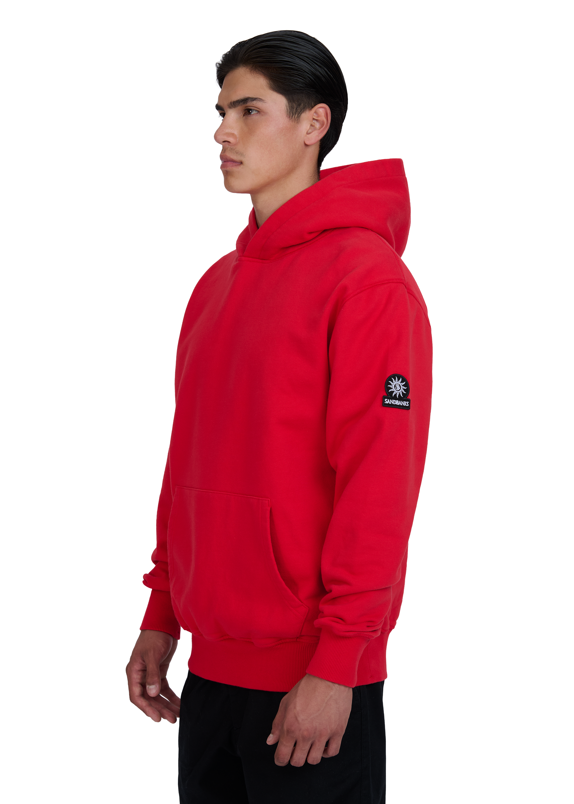 Sandbanks Badge Logo Hoodie - Red