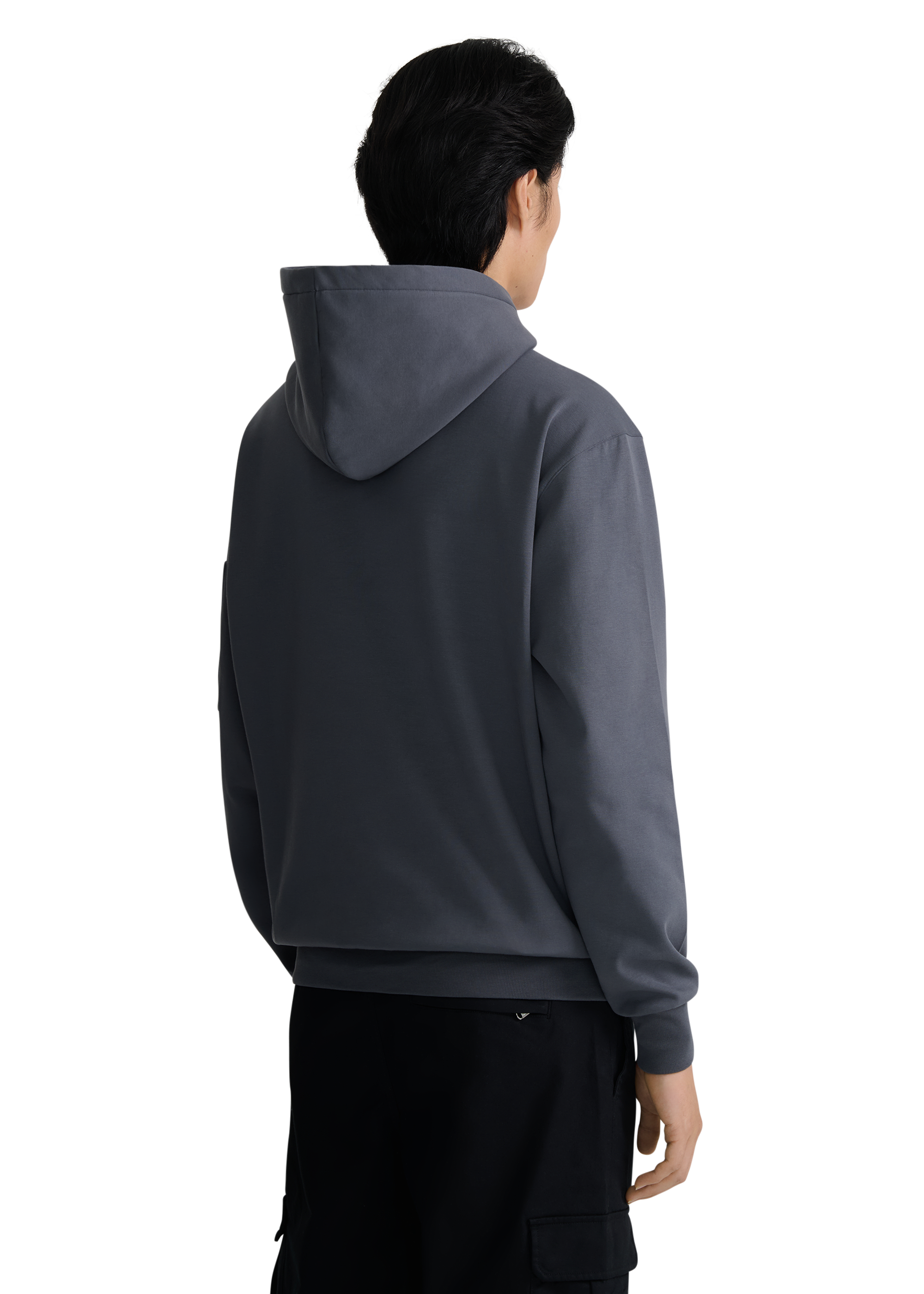 Zip Pocket Interlock Hoodie - Anthracite