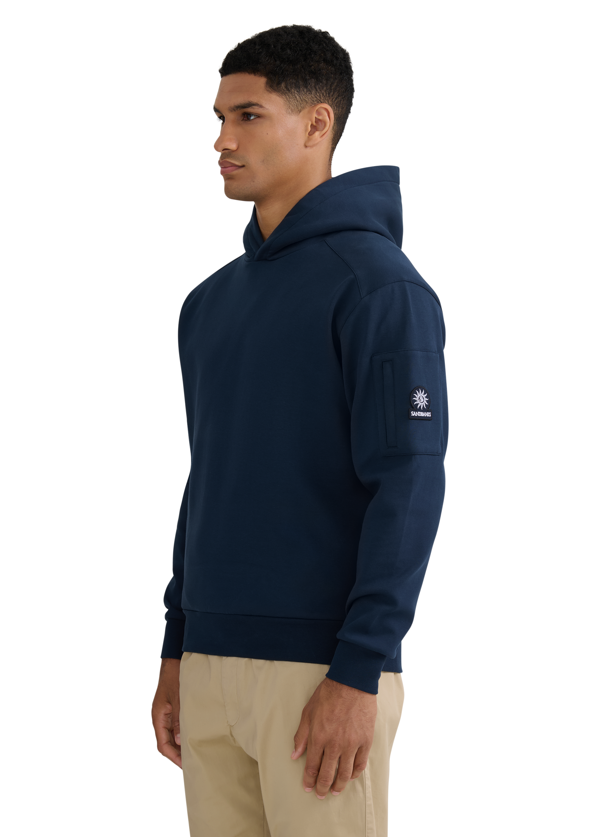 Sandbanks Zip Pocket Interlock Hoodie - Navy