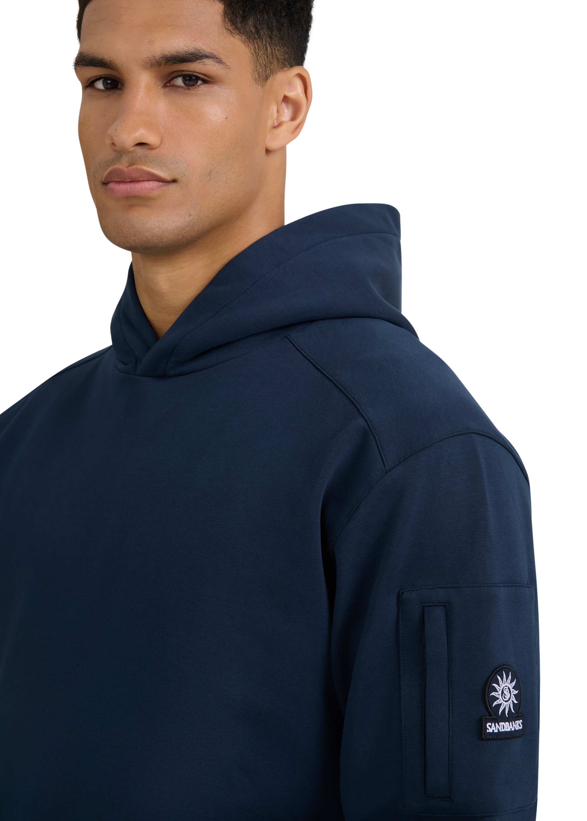 Sandbanks Zip Pocket Interlock Hoodie - Navy