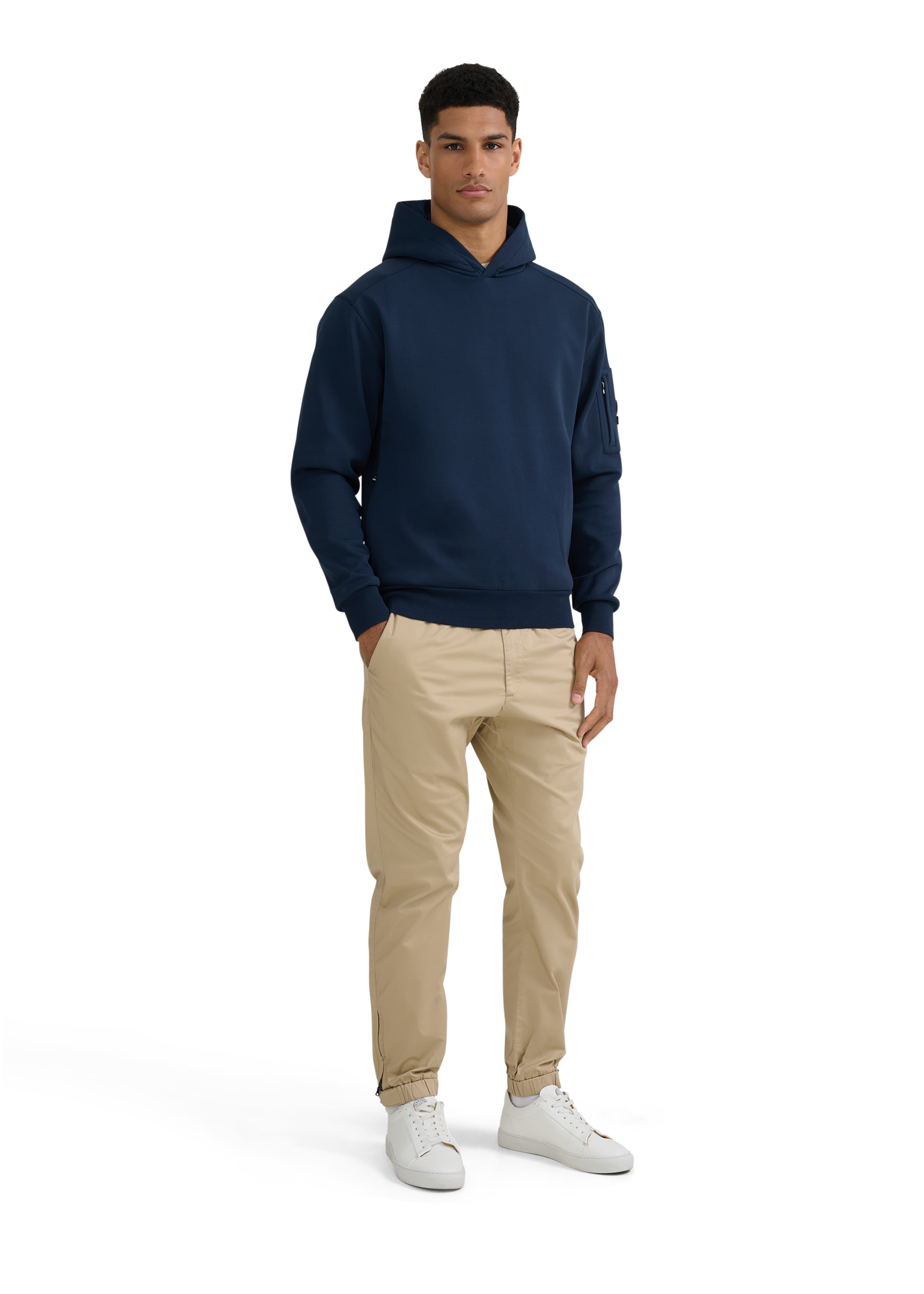 Sandbanks Zip Pocket Interlock Hoodie - Navy