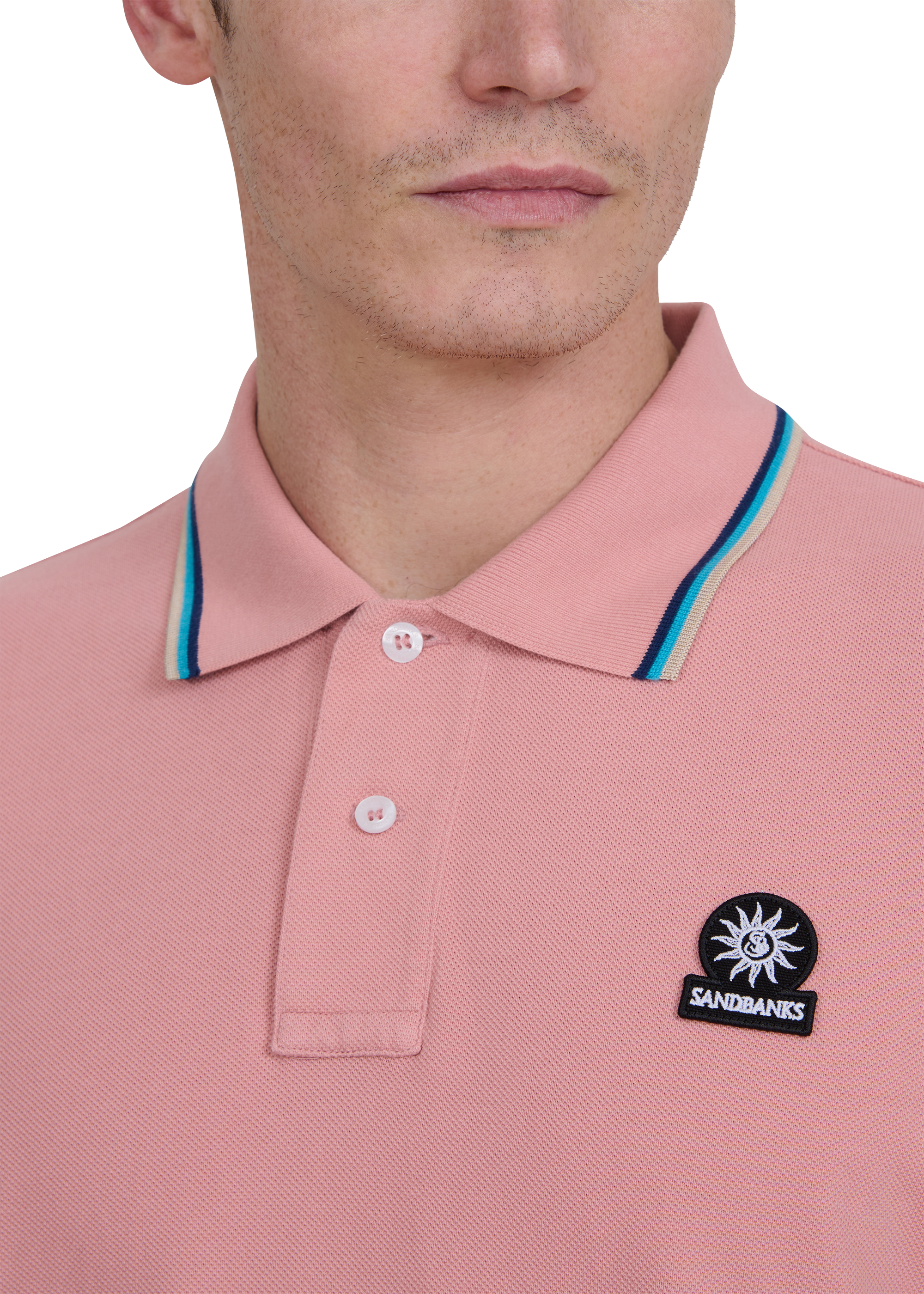 Sandbanks Badge Logo Polo Shirt - Dusty Pink