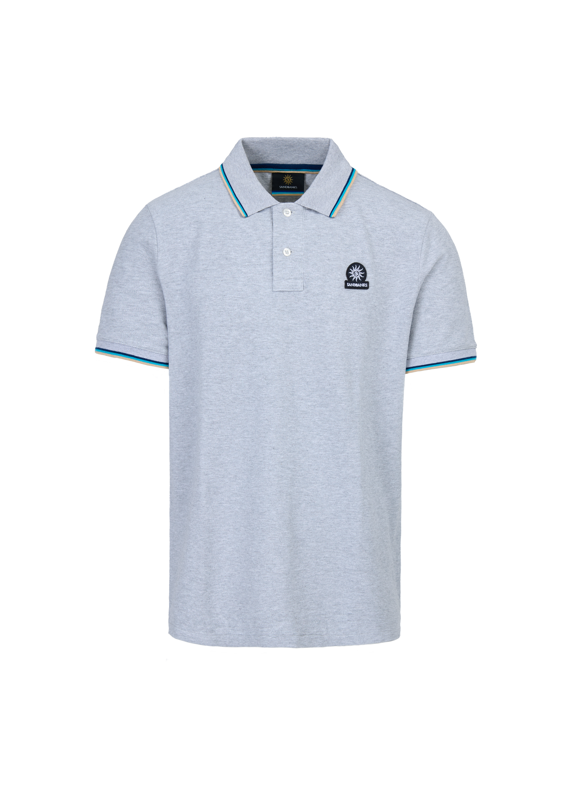 Sandbanks Badge Logo Polo Shirt - Grey Marl