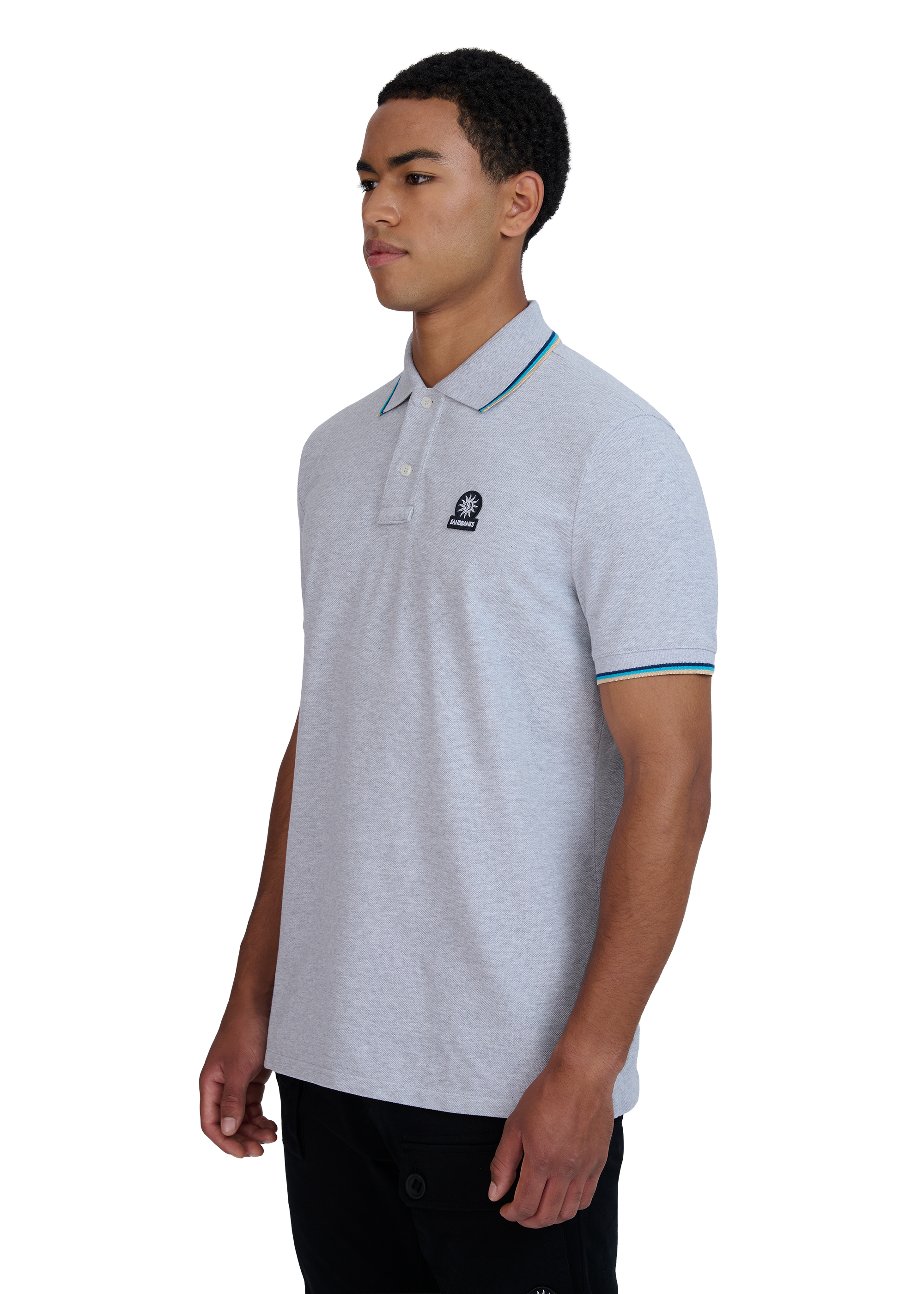 Sandbanks Badge Logo Polo Shirt - Grey Marl