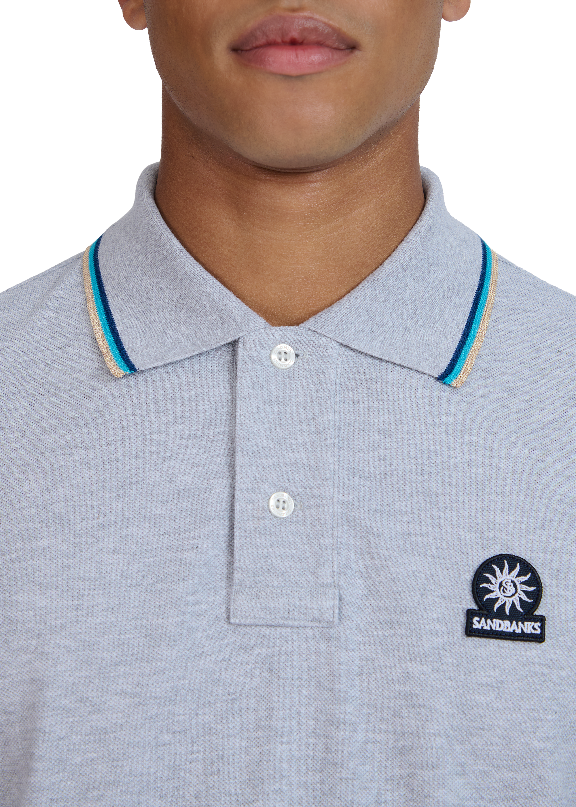 Sandbanks Badge Logo Polo Shirt - Grey Marl