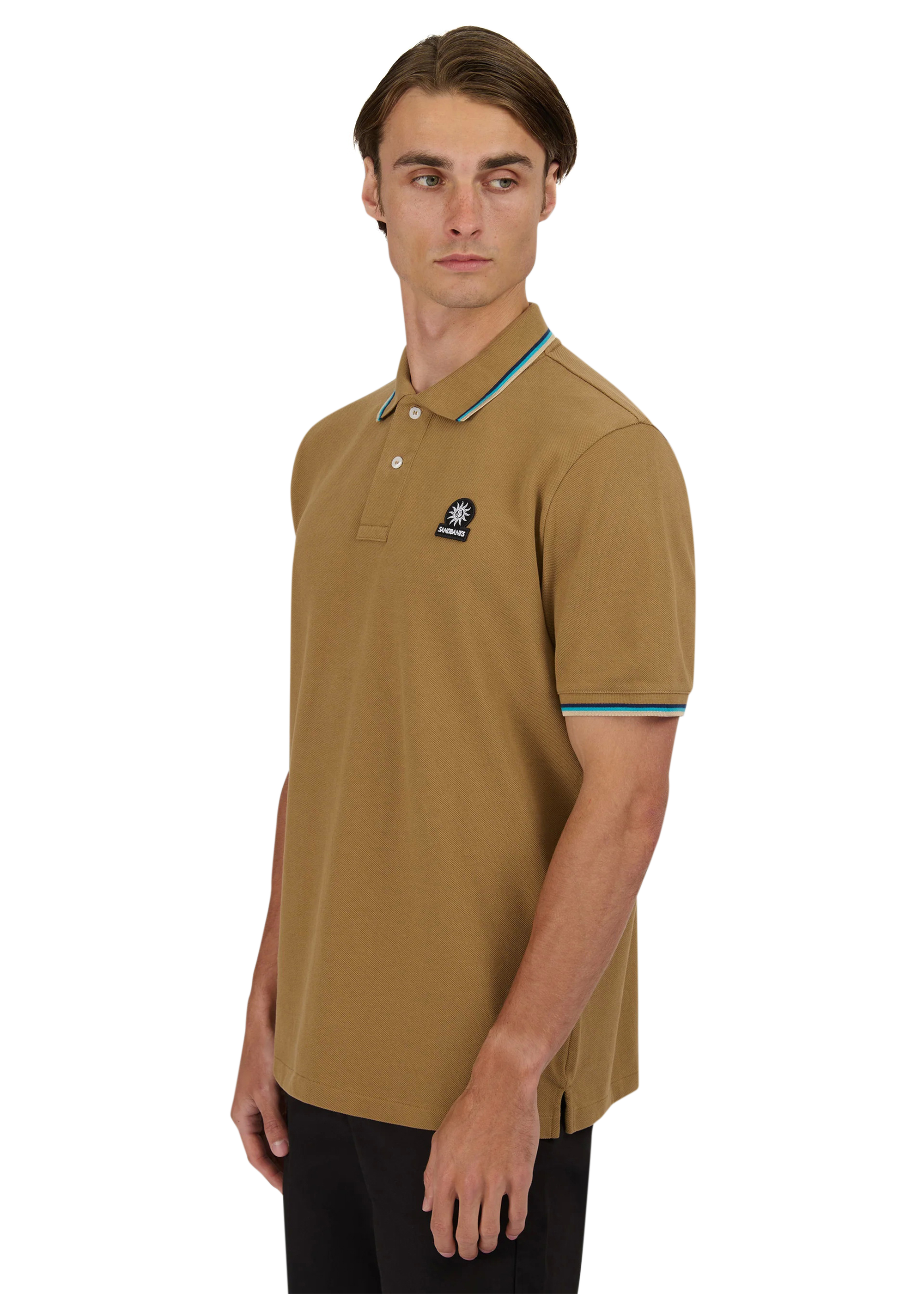 Sandbanks Badge Logo Polo Shirt - Light Brown