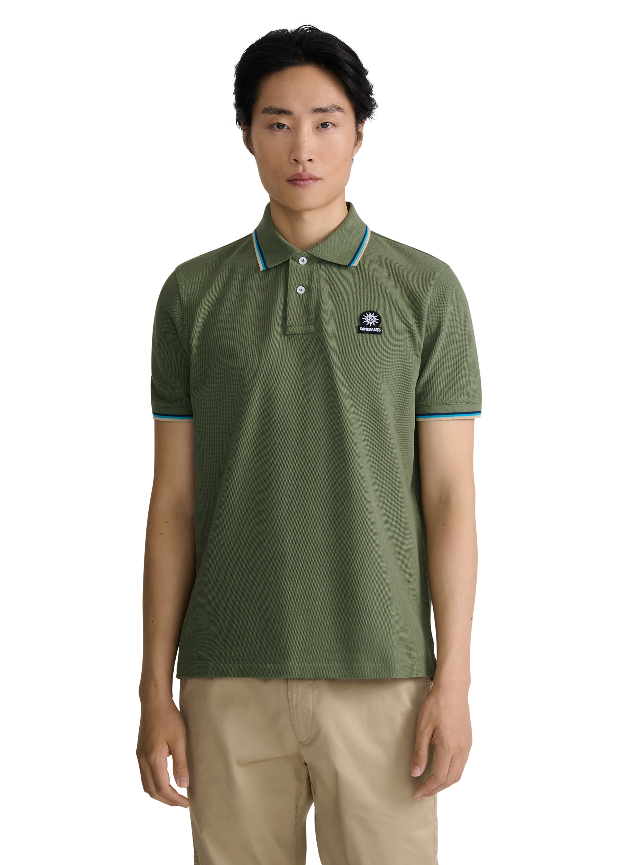 Sandbanks Badge Logo Polo Shirt - Olive